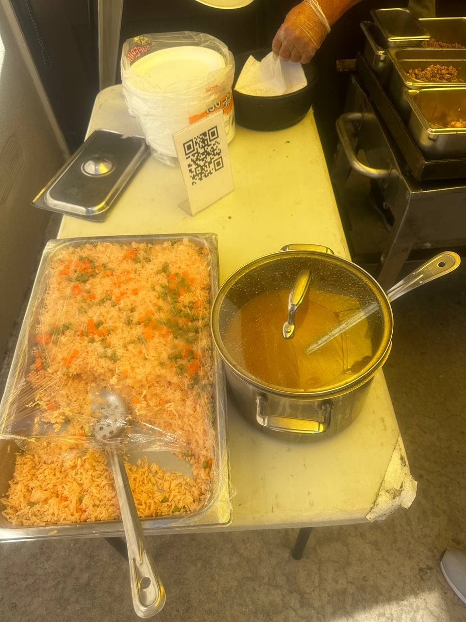 Rice and sides setup